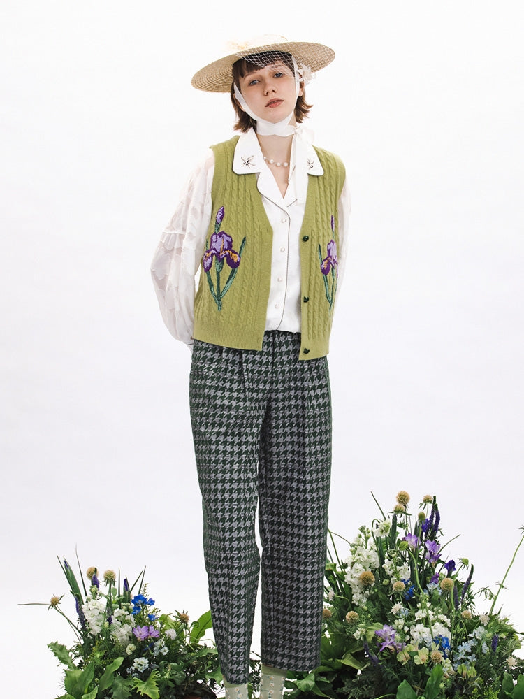 Retro Embroidery Flower Knit Vest