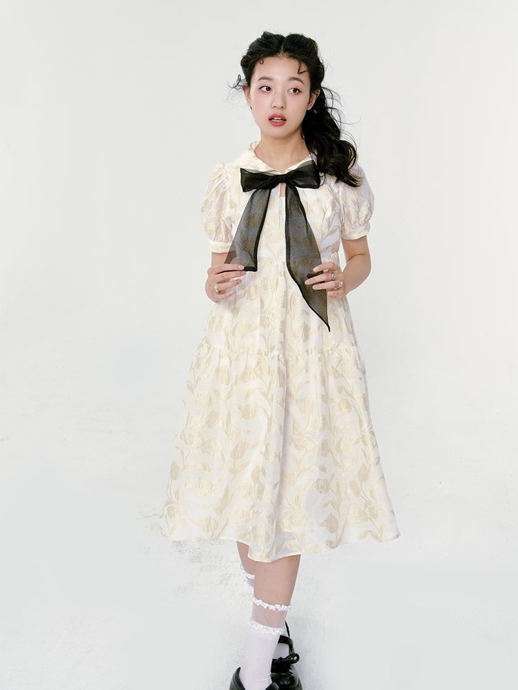 Tulip Jacquard Doll Collar Dress