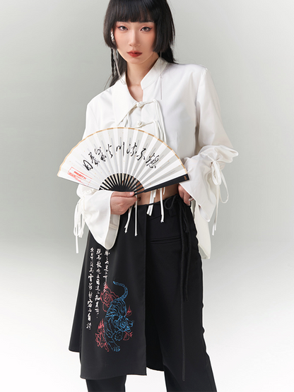 Chinese Style Printed Apron With Removable Pants