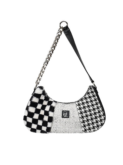 Compact Shoulder Hand Plaid HoundStooth Bag