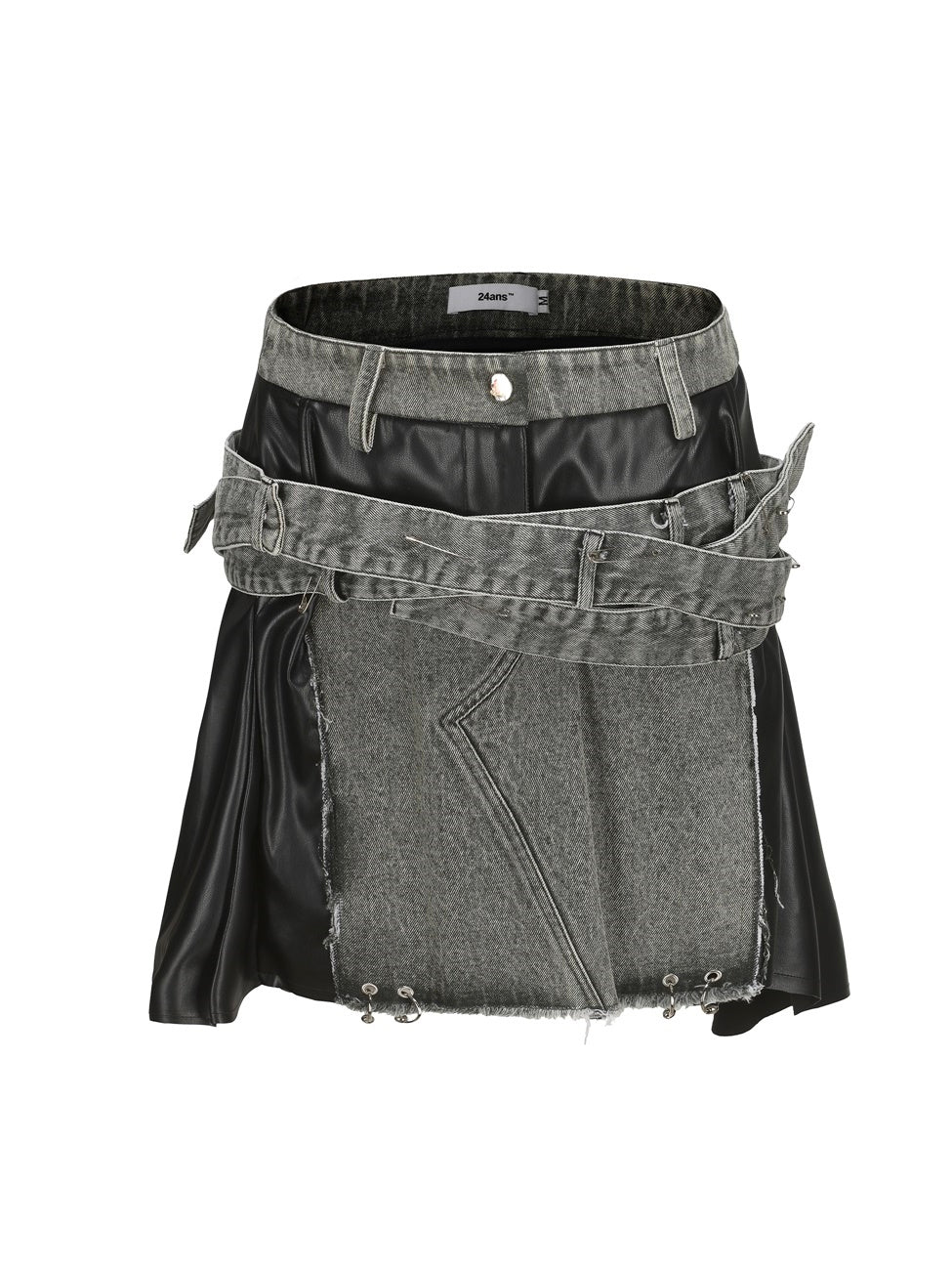 Damage Halter-neck Sleeveless Leather Tops&amp;Short-Skirt