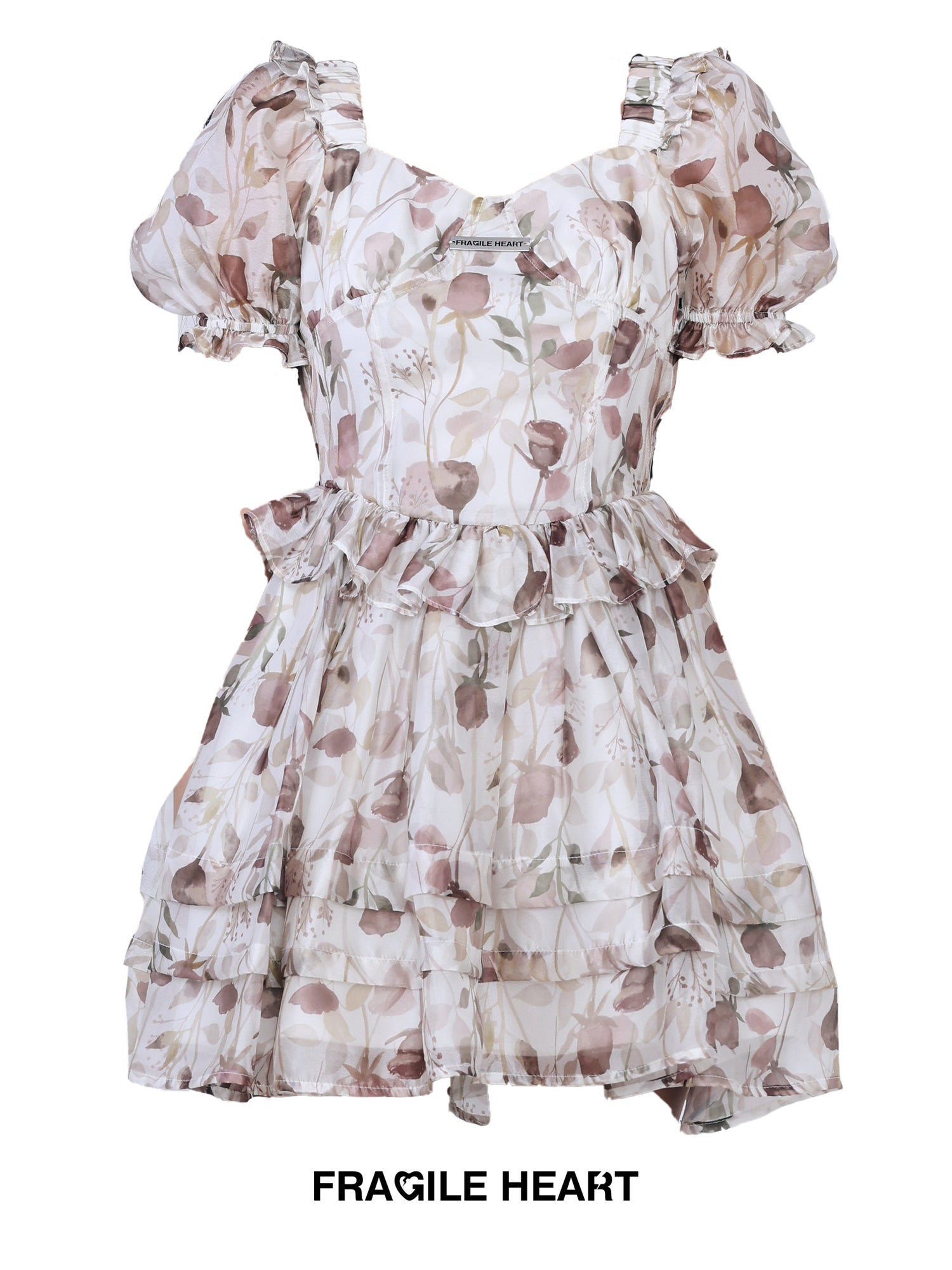 Frill Flower Tulip Tiered Cute Ciffon One-piece