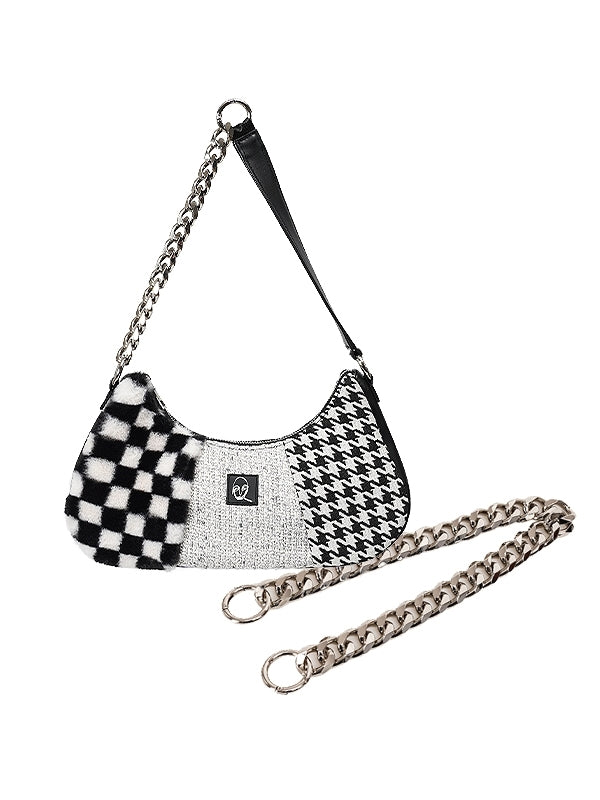 Compact Shoulder Hand Plaid HoundStooth Bag