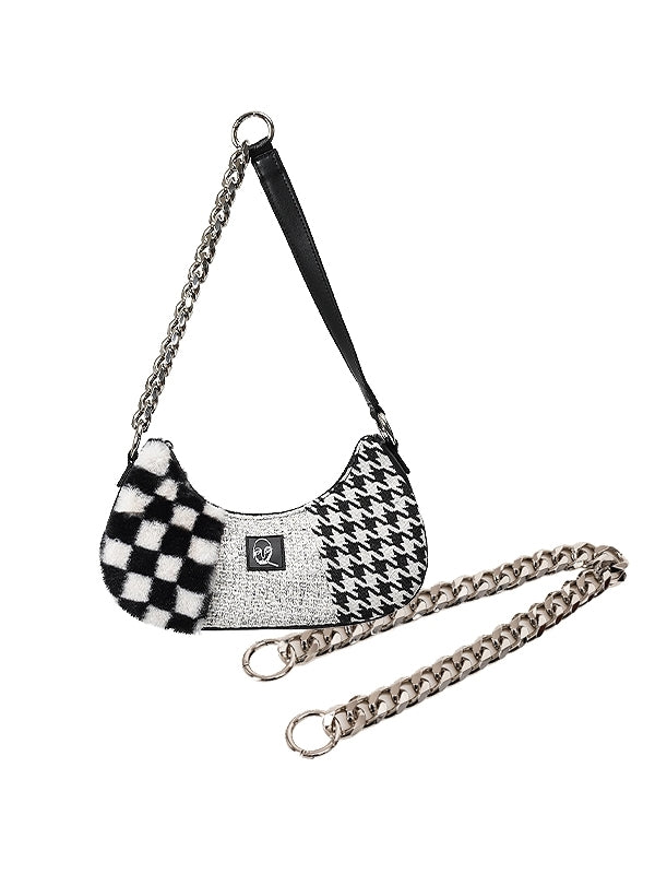 Compact Shoulder Hand Plaid HoundStooth Bag