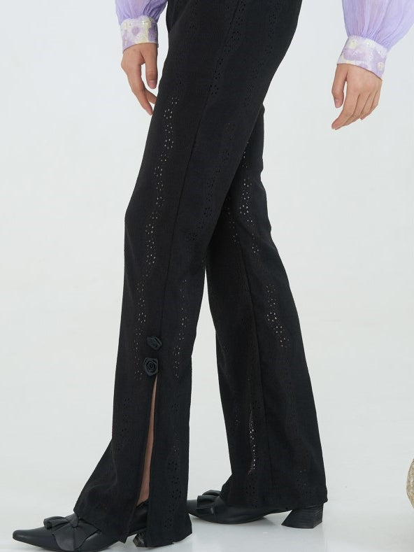 Lace BLACK FLARED PANTS