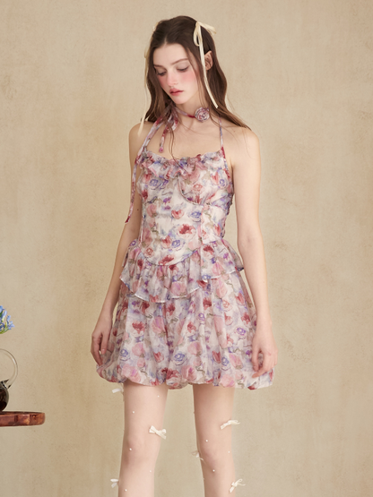 Rosenhalter-Neck-kurzes Kleid