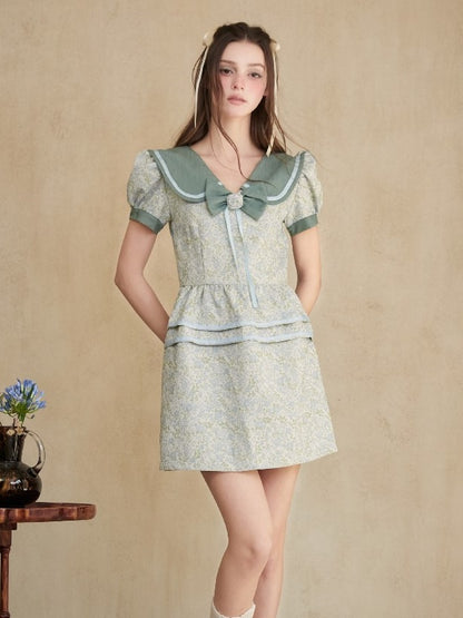 Doll Collar Jacquard One-piece