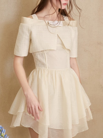 Camisole Short Dress ＆ Cropped Strap Jacket