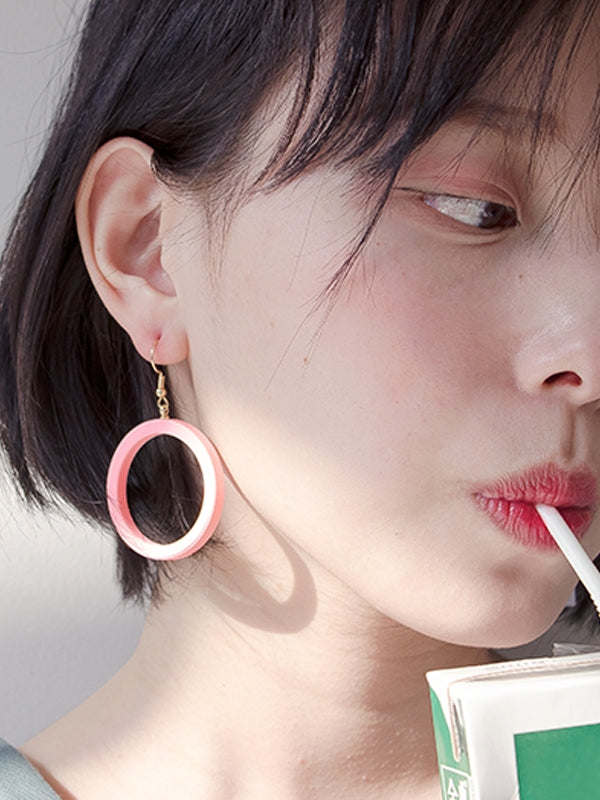 Geometric Round Triangle Earrings