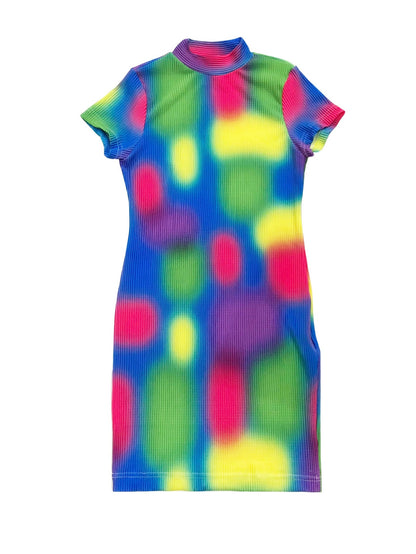 Fluorescent Color Y2K Retro Disco Dress