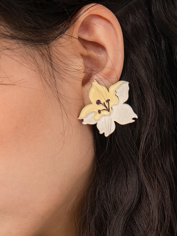 Shiny Cherry Blossom Pattern Earrings