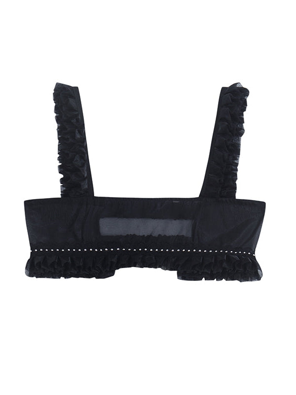 Organza Rivets Lace Black Sling