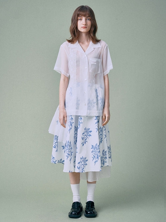 Organza Lace Short Sleeve Shirt