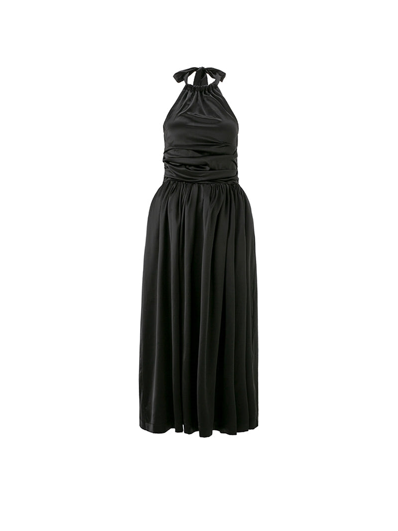 Robe maxi satin halterneck