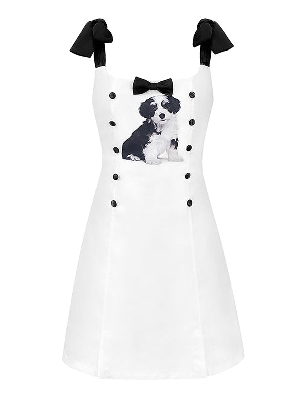 Dog Print Bow Tie Dress