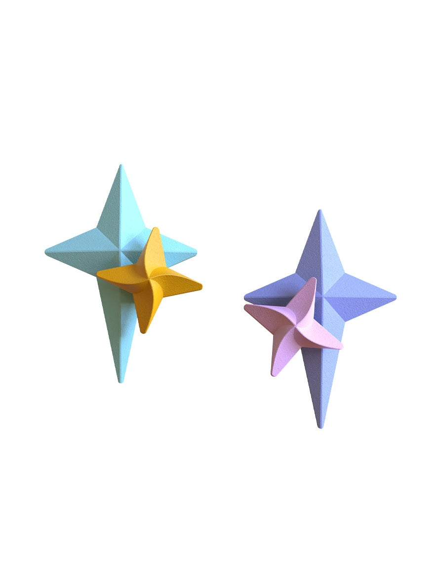 Three-dimensional Star Earrings