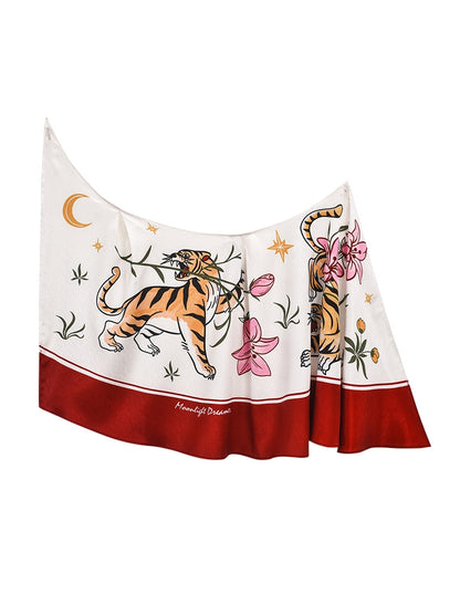 Retro Tiger Printing Scarf Suit Accessories