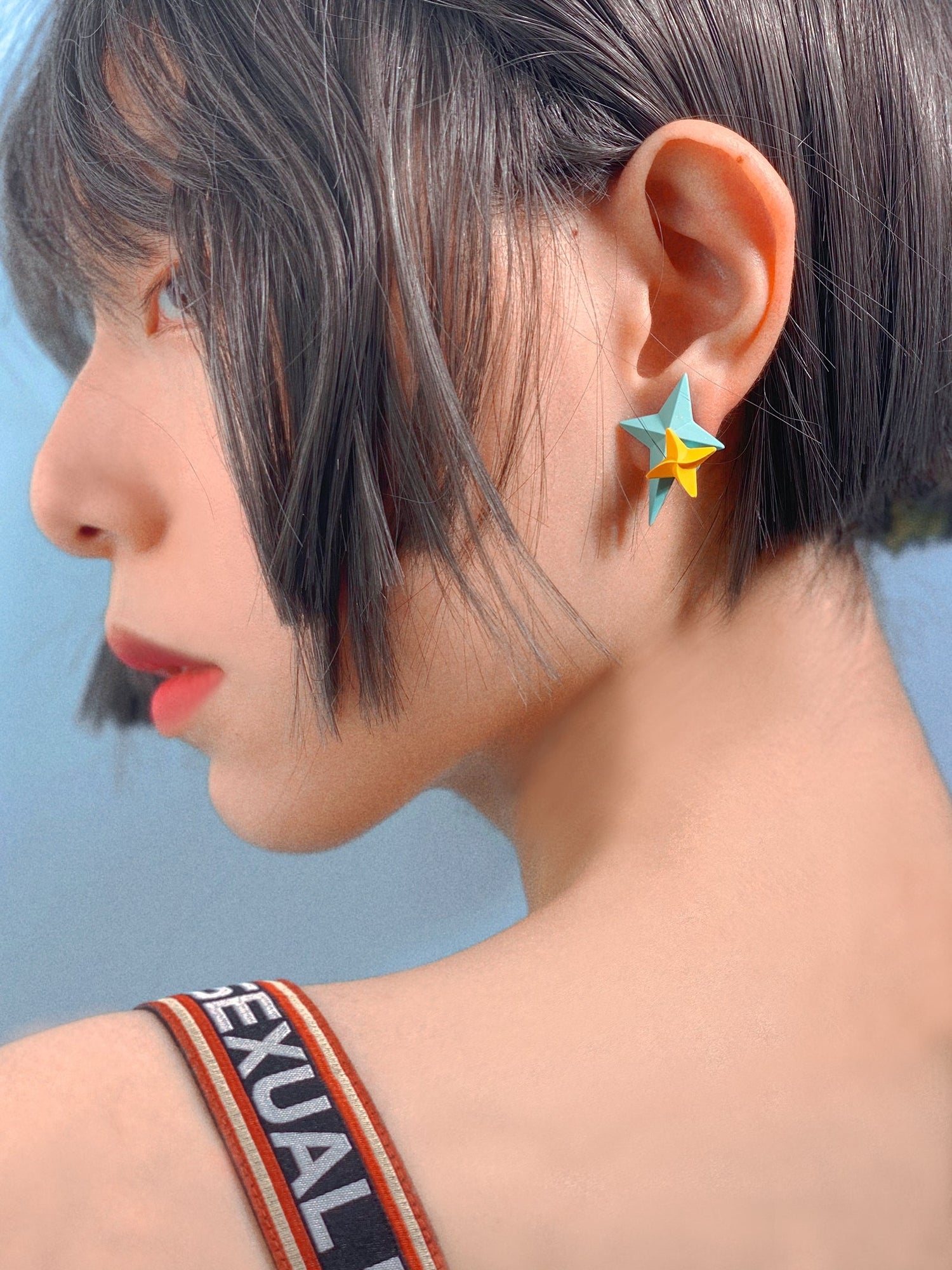 Three-dimensional Star Earrings