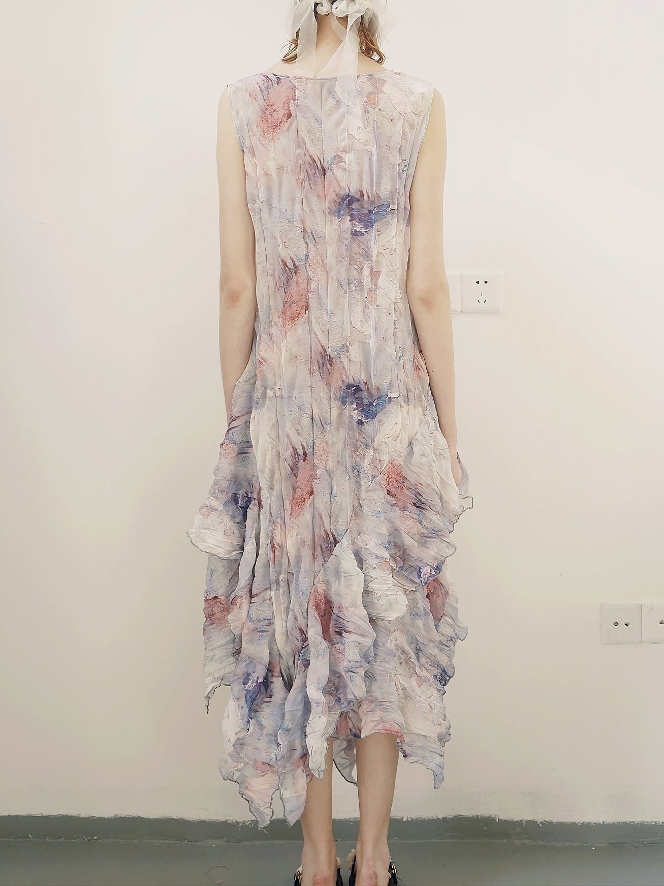 Oil Painting Printed Sleevels Dress