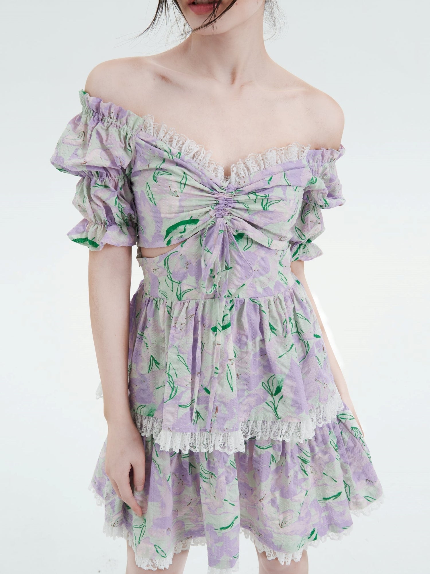 Hanging Neck Floral A-line Dress