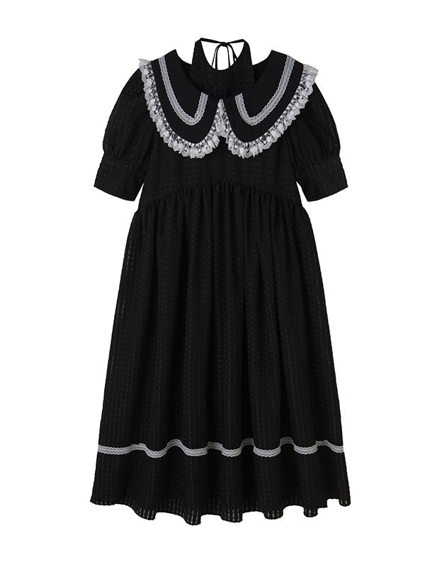 Doll Collar High Waist Long Dress