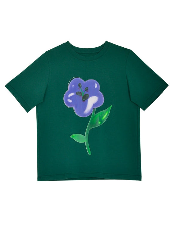 THREE-DIMENSIONAL FLOWER PRINTING T-SHIRT