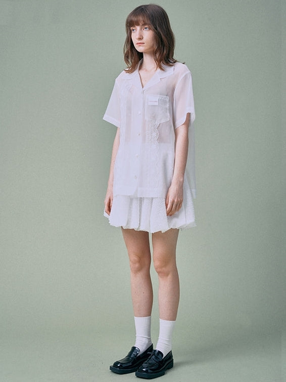 Organza Lace Short Sleeve Shirt