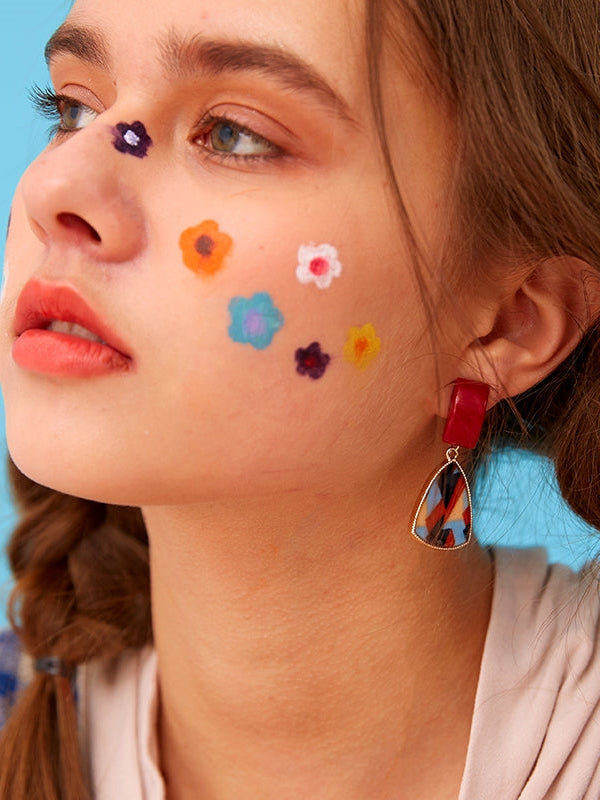 IRREGULAR COLOR MATCHING GEOMETRIC EARRINGS