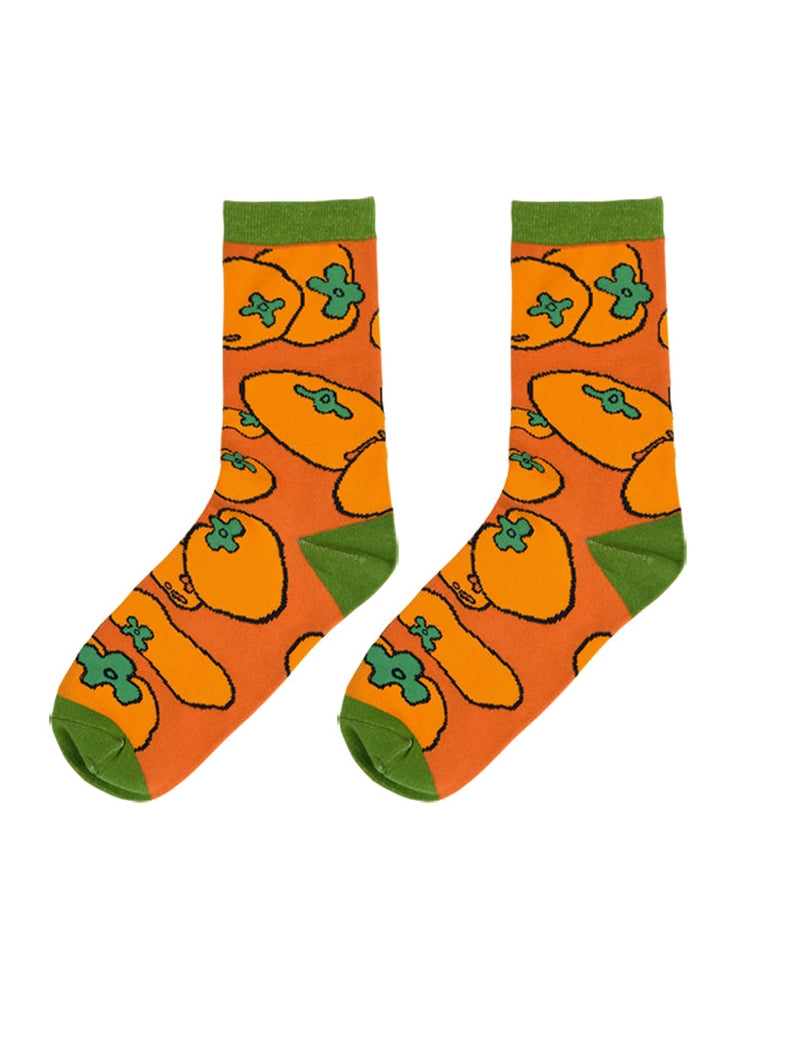 Persimmon Pattern Jacquard Socks