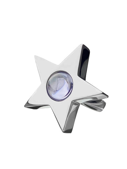 Lilac Zircon Three-dimensional Pentagram Ring