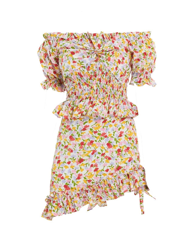 Floral Short-Sleeed Dress