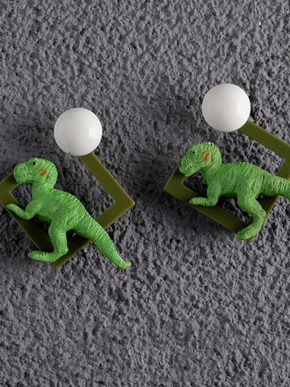 UNIQUE GREEN DINOSAUR EARRINGS