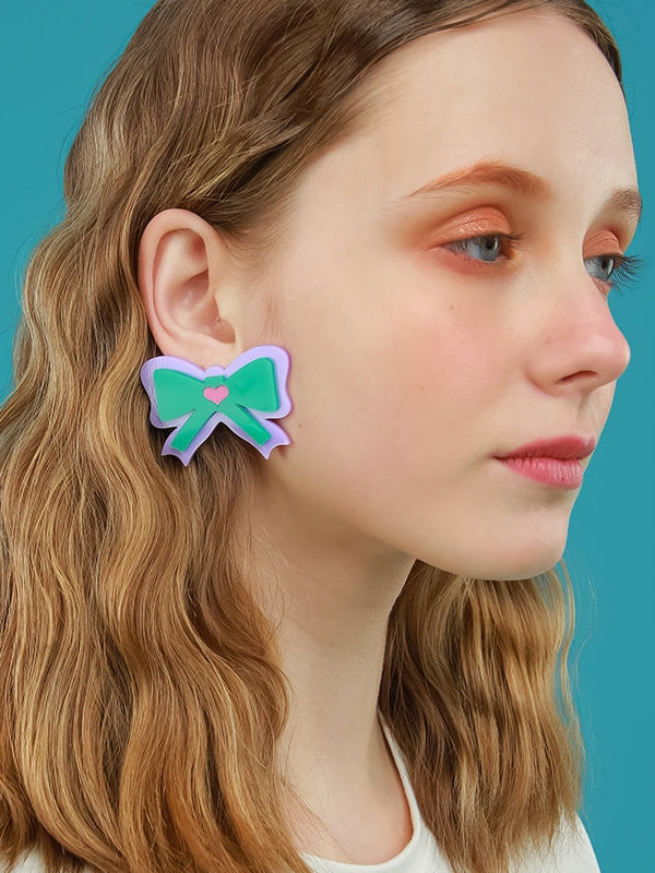 Bow Contrast Color Earrings