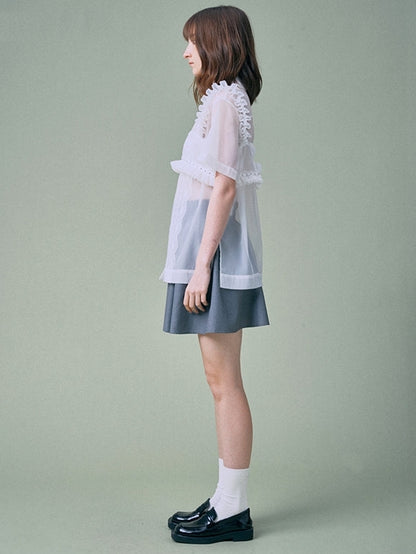 Organza Lace Short Sleeve Shirt