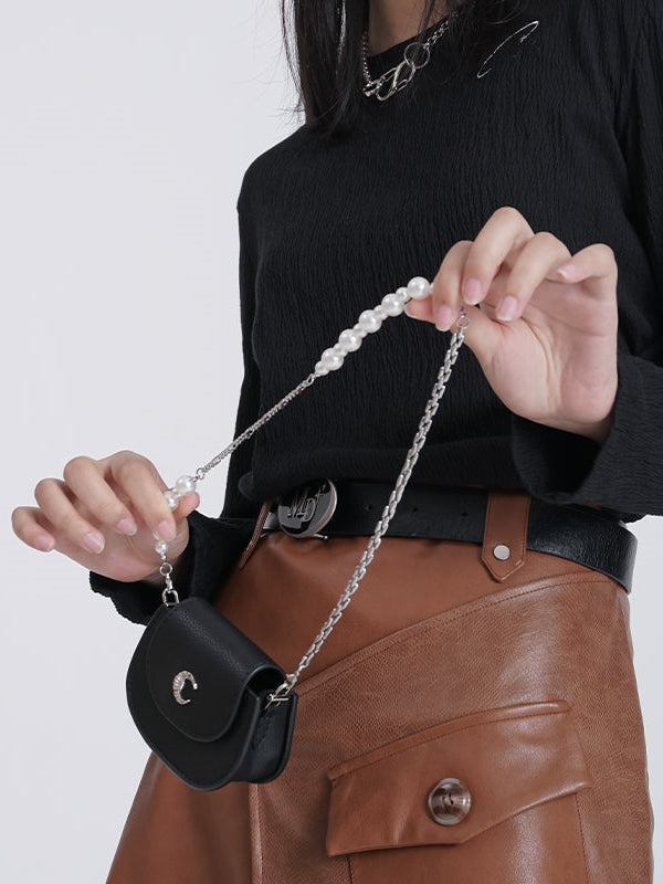 Mini Chain Diagonal Leather Bag