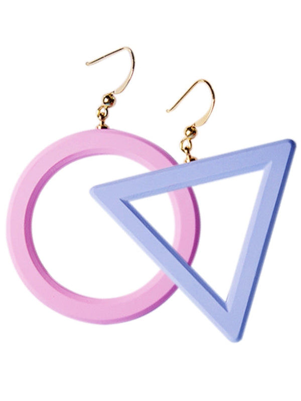 Geometric Round Triangle Earrings