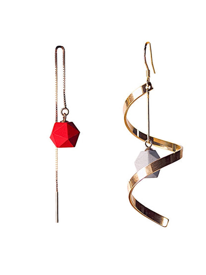 Asymmetric Metal Ball Earrings