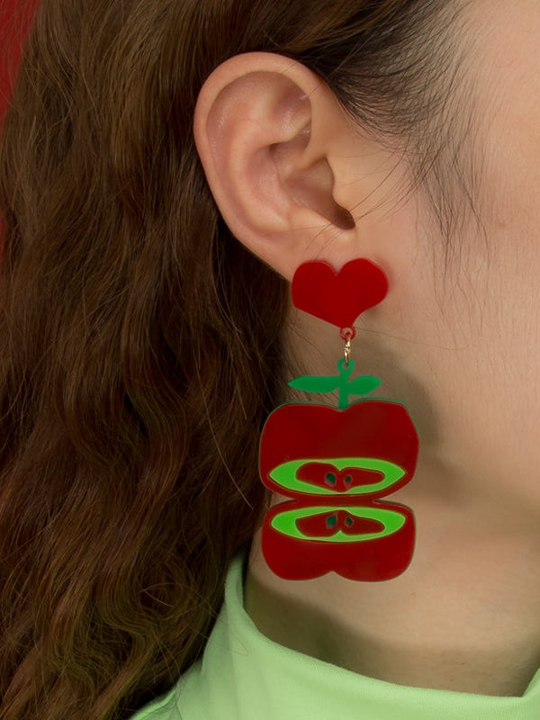 Asymmetric Apple Acrylic Earrings