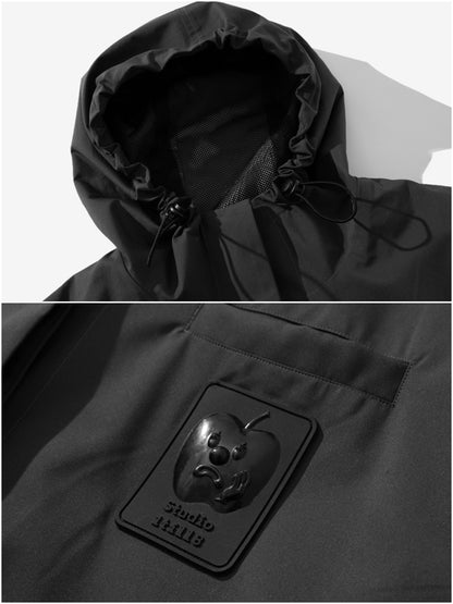 Drawstring Long Vivid Windbreaker